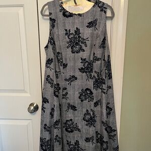 Navy and white floral dress